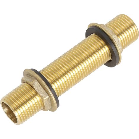 Raccord Cloison G1/2 Pouce En Laiton, Raccord Tuyau Réservoir 10cm Paroi Épaisse, Avec Joint Silicone Et Écrou, Raccord Réservoir Fileté, Pour Robinet, Seau Et Réservoir D'eau (1/5)