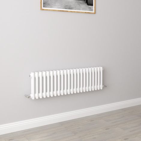 AICA Traditional Radiator Central Heating Cast Iron Style 2 Column Horizontal 300x1010mm White