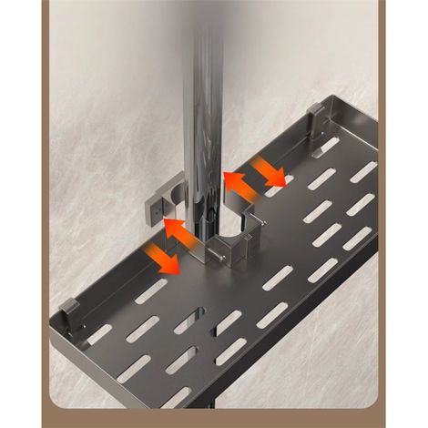 Étagère de Douche Sans Perçage, Porte-Savon Aluminium avec Plateau pour Gel Douche, Installation Facile, Convient aux Tubes de 22-25mm (1/5)