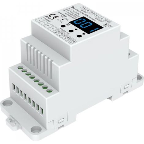Decoder DMX512 4 Canali CV, 12-48V DC, 4x5A, PWM Regolabile, RDM