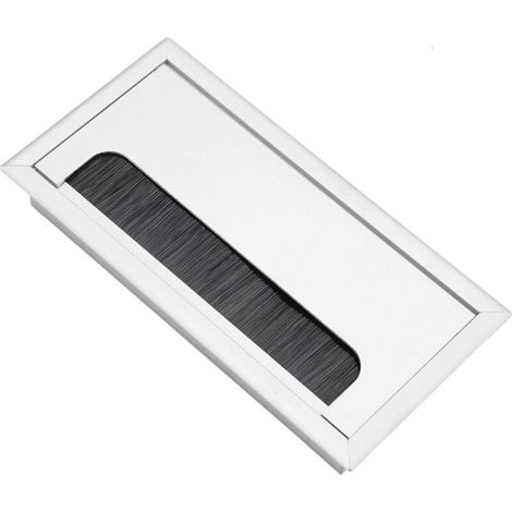 Passe-câble encastrable en aluminium 160x80mm – Sortie de câbles avec joint brosse – Pour bureaux et meubles TV – Résistant aux hautes températures (1/5)