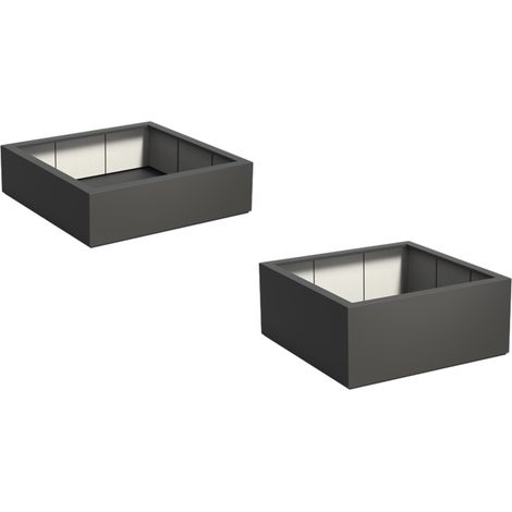 Adezz Pflanzgefäß Carrez mit Boden Fiberglas Pflanzkübel Blumenkübel schwarz