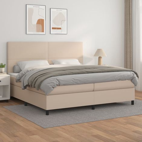 Boxspringbett Matratze Cappuccino-Braun 200x200cm Kunstleder (1/5)