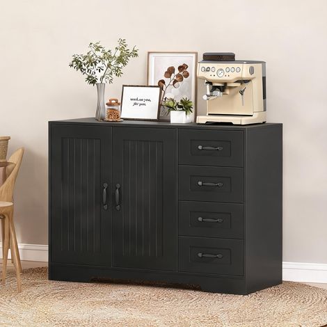 Buffet coloris noir en bois 105 x 40 x 76 cm (1/5)