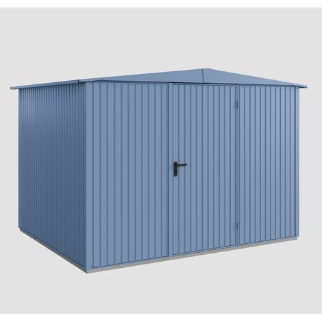 Hörmann Ecostar Metall-Gerätehaus Trend mit Satteldach Typ 3, 324 x 248 cm, taubenblau, 7,2 m², 1-flüglige Tür