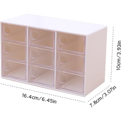 Mini boîte de rangement de bureau à 9 compartiments, organisateur de rangement en plastique pour la maison ou le bureau (1/5)