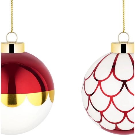 Alessi Delight Set 2 Palline per Albero di Natale in Vetro Soffiato Rosso NZ04SET3