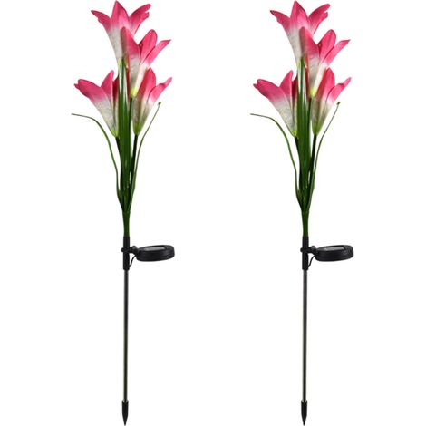 Lampes Solaire Fleur De Nénuphar - 70 cm - Étanche - Pour Jardin Extérieur Terrasse - 2 Pièces (1/5)
