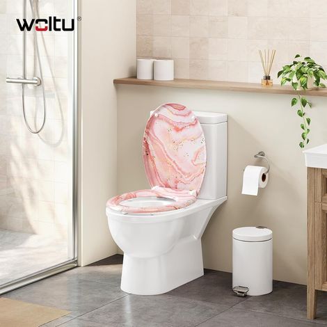 WOLTU Funda para Asiento de Inodoro Fantasy Vater de Duroplast con Cierre Fantasy - Efecto Mármol Rosa (1/5)