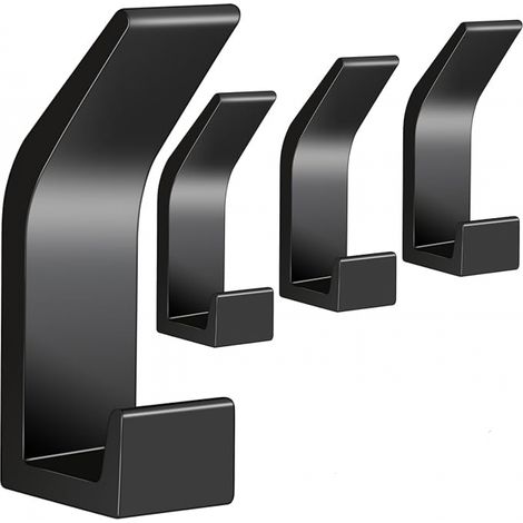 4 Porte Manteau Aluminium Noir Auto-adhésifs pour Cuisine (1/5)