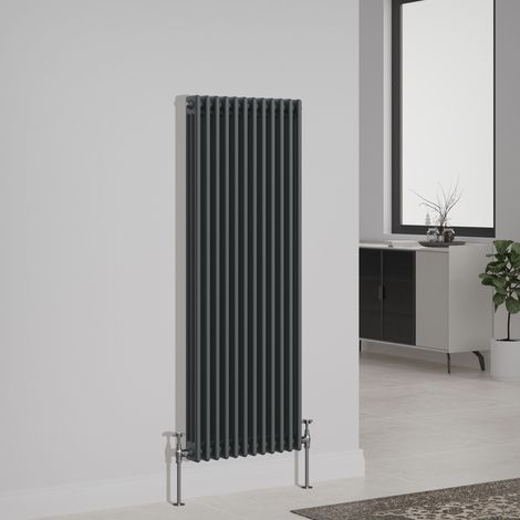 NRG Cast Iron Style Radiator Traditional Anthracite Central Heating Rads Vertical 3 Column 1500x562mm