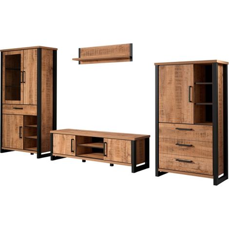 Enna système de bibliothèque 4 pièces décor mango. (1/4)