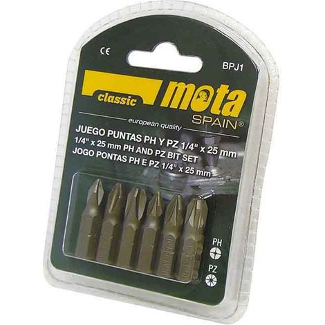 JUEGO 6 PUNTAS PH 1-2-3 PZ 1-2-3 x 25mm BPJ1 MOTA (1/2)