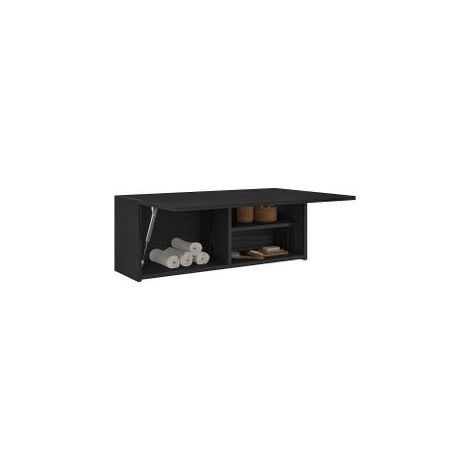 Les Tendances – Armoire à pharmacie murale noire 80x25x30 cm – Bois d'ingénierie – Capacité 60 kg – Design minimaliste avec vérin à gaz
