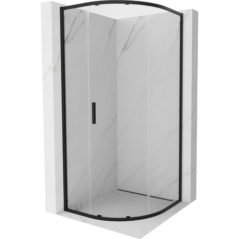 Mexen Exo Duschkabine halbrund schiebbar 70 x 70 cm, transparent, schwarz - 8131-070-070-70-00 (1/5)