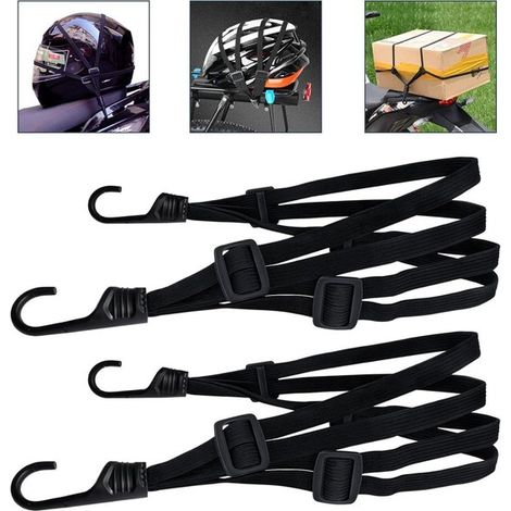 Cinghie elastiche con ganci - 2 pezzi per moto e bicicletta - Perfette per tendere i bagagli (60 cm) (1/5)