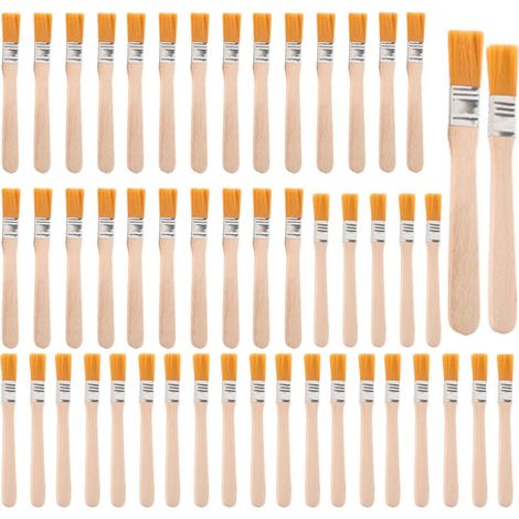 Lot de 50 Pinceaux Peinture Mur Petit Pinceau Plat Bois pour Lasure Vernis (1/5)