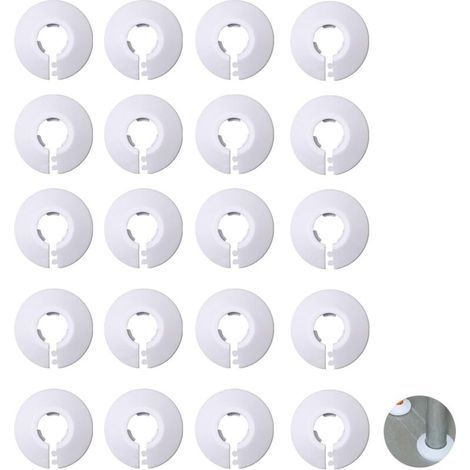 Cache-tuyau de radiateur - Cache-tuyau d'eau - Cache-tuyau décoratif - Pour tuyaux de 25 mm de diamètre - 20 pièces - Blanc (1/5)