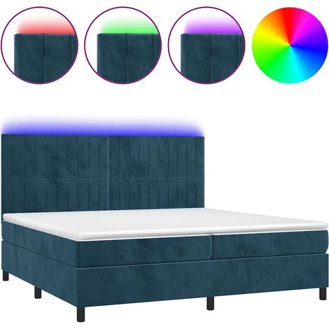 Maison Exclusive - Boxspringbett mit Matratze & LED Dunkelblau 20