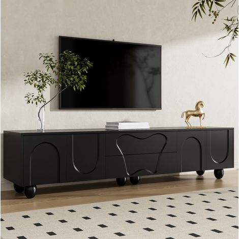 TV Möbel Sideboard Aufbewahrung 180 cm Schwarz OKMYHOME (1/5)