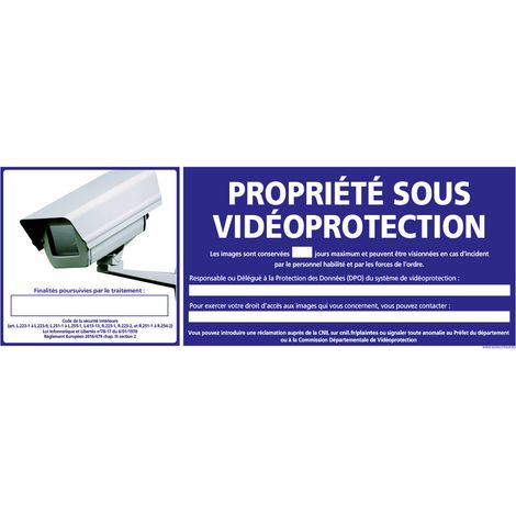 PANNEAU PROPRIETE SOUS VIDEO PROTECTION (G1198) - Plastique PVC 1,5 mm - 210 x 75 mm