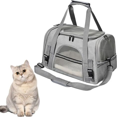 Sac de transport pour chat et animal domestique avec couverture, sac de transport souple et portable, pliable, moyen et petit chiot (1/3)