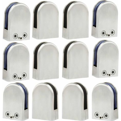 12 Stück (8–10 mm) Glasklemme, Glashalter, 304 Edelstahl, Klemmhalterung, Klemme, flache Klemme, Handlauf, Fenster, Balustrade, verstellbar, Treppe, Badezimmer (1/5)