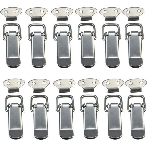 12 Pièces à Bascule Fermoir à Ressort avec Crochet Fermeture à Ressort en Acier Inoxydable pour Coffret, Boîte, Tiroir, Armoire (1/4)