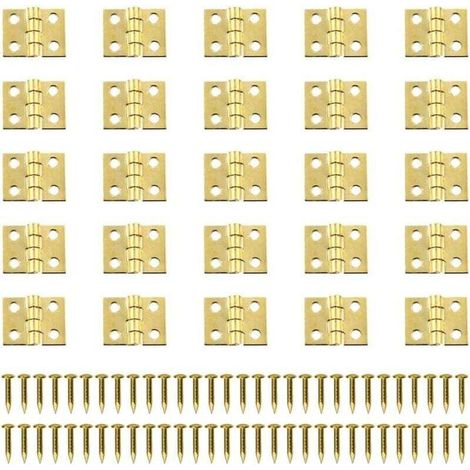 100 Stück Mini-Retro-Scharniere, Messingscharniere, kleine Metallscharniere, Miniaturscharniere mit Schrauben für Schranktüren, Schubladen und Kommoden (Crezuo)