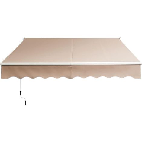 COSTWAY Toldo Plegable de 2,45 x 2 m Toldo para Sol Toldo Retráctil de Marco y Manivela de Aluminio para Balcón y Veranda (Beige) (1/5)