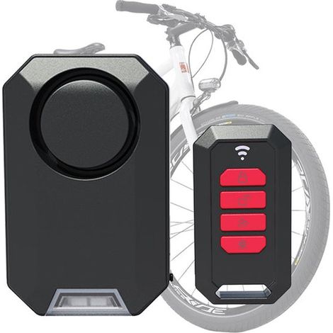 Alarma antirrobo para bicicleta con mando a distancia - Alarma antirrobo de 135 dB con iluminación RGB - Resistente al agua IPX5 - Carga USB-C - Color negro (1/5)