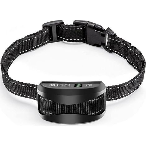 Collier Anti-aboiement Chien - 3 Modes Choc Électrique/Vibration/Sensibilité Aide au Dressage Inoffensif Automatique Batterie Rechargeable Sangle Reflechissant Réglable pour Petit Gros Chien (1/5)