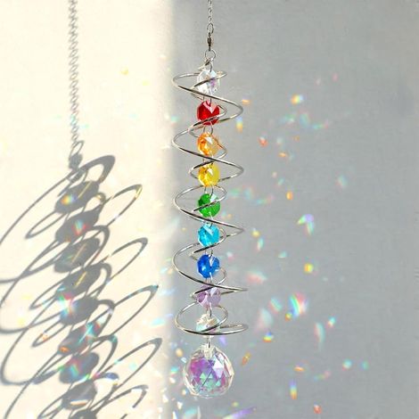 cristal d'ébène Windspinner avec métal rotatif à 360 ° et globe de cristal – Attrape-soleil étincelant, pour le jardin et l'intérieur (1/5)