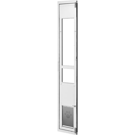 Portière pour chien pour baie vitrée coulissante, hauteur réglable 1927 à 2049 mm, cadre en alliage d'aluminium avec clapet, serrure, chiens moyens, ouverture à 180°, location (1/5)