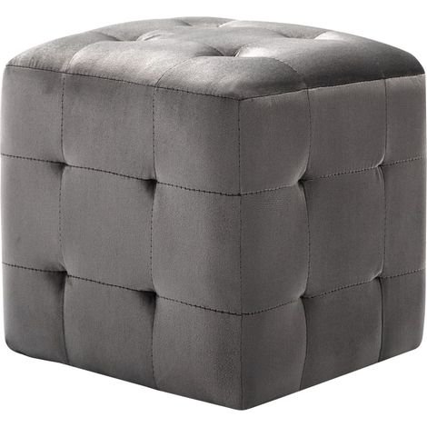 2 pcs Poufs Gris 30 x 30 x 30 cm Tissu velours CFW16593 (1/5)
