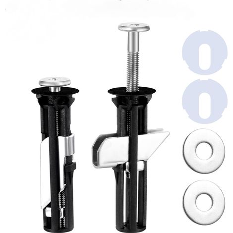 Toilet seat screws, heavy-duty stainless steel bolts with nuts and washers, universal type, black. (1/5)