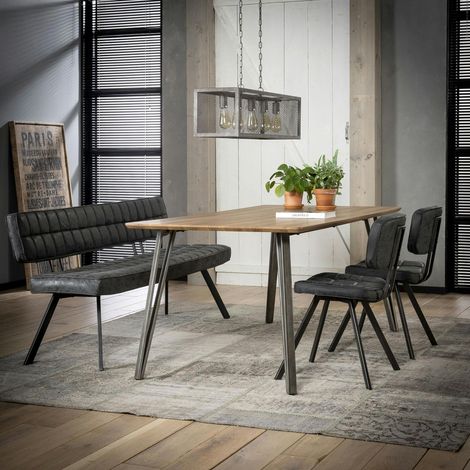 Banc salle à manger noir avec dossier 180 cm TRIBECA (1/5)