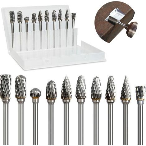 Wolframkarbid-Rotationsfräser-Set, doppelseitig, für Rotationswerkzeuge, 1/8"-Schaft-Schleifaufsätze, Schleifkopf für Heimwerkerarbeiten, Holz- und Metallbearbeitung, Gravieren, Bohren, Polieren (1/4)