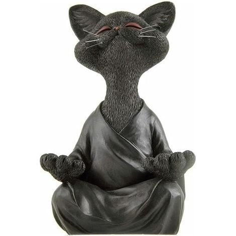 Steingartenstatue, Buddha-Katzenfigur, Gartenkatzenstatue, Tierfigur, Meditationsfigur für den Terrassengarten (1/4)