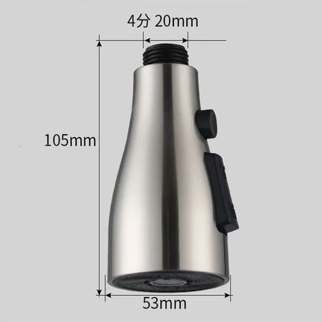 Accessoires pour robinetterie de cuisine (brossé) : buse de douchette de rechange à 3 modes, en ABS, pour lavabo, évier et douche, raccord 1/2". (1/5)