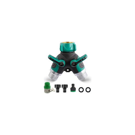 Filiyano-Raccord en Y pour tuyau d'arrosage 3/4", robinet distributeur à 2 voies avec poignée de verrouillage réglable (1/5)