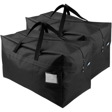 Lot de 2 sacs de rangement de grande taille pour vêtements, literie, décorations de festival, 100 L, noir (1/4)
