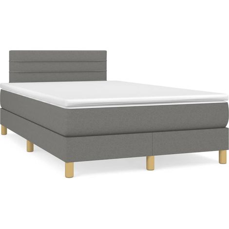 Sommier à lattes de lit matelas LED gris foncé 120x190 tissu (1/5)