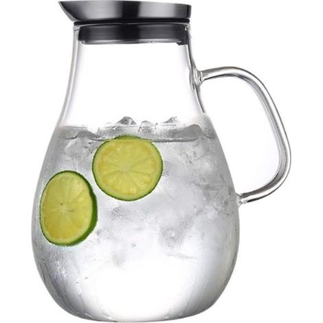 Bouilloire en verre de 2,5 L avec couvercle, carafe à eau, safe - borosilicate résistant à la chaleur (1/4)