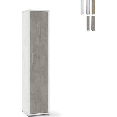 Mobile colonna armadio multiuso anta 5 vani design moderno Kumi - Bianco - Grigio (1/5)