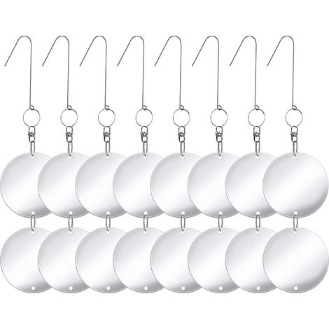 8 disques anti-oiseaux en métal avec dispositif de suspension réfléchissant, rotation 360°, pour jardin, toit, clôture et piscine (1/5)