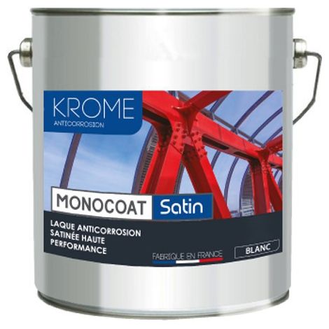 Krome Monocoat Satin Laque Glycéro Anticorrosion - Intérieur et Extérieur  Conditionnement: 5L - Couleur: BLANC