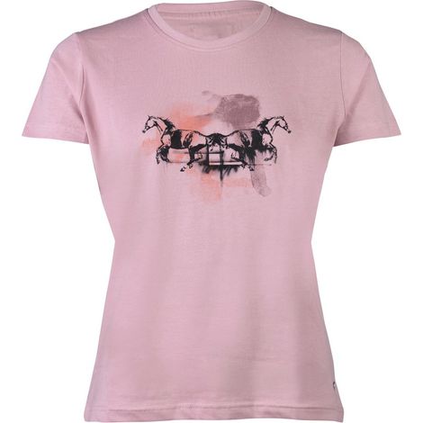 XXL, rosa antico: T-shirt da donna in cotone con stampa Running Horse