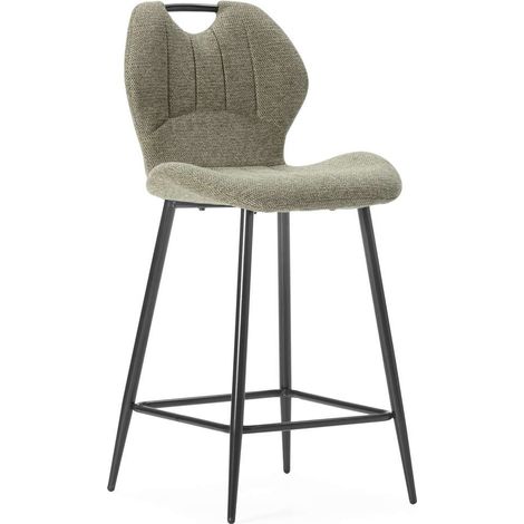 Pack de 2 taburetes modelo Omar tapizado en textil verde, 96cm(alto) 48cm(ancho) 51cm (largo) (1/5)