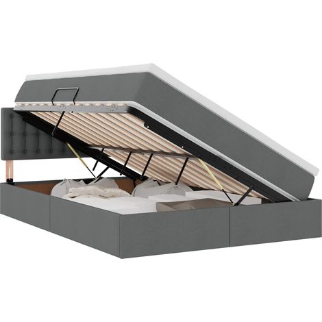 Maison Exclusive - LED-Speicherbett mit Matratze Dunkelgrau 140 x